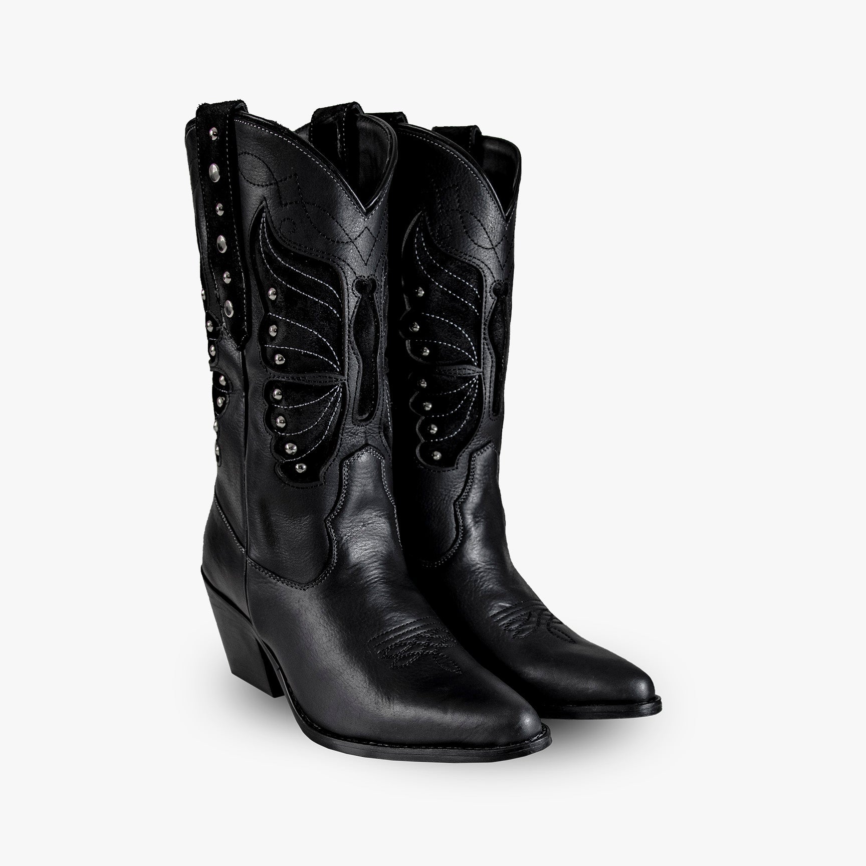 Botas de piel en tendencia y estilo vaquero Botas vaqueras en piel negras Botas vaqueras de piel Botas de piel negras Botas vaqueras hechas a mano botas en color negro Botas en tendencia