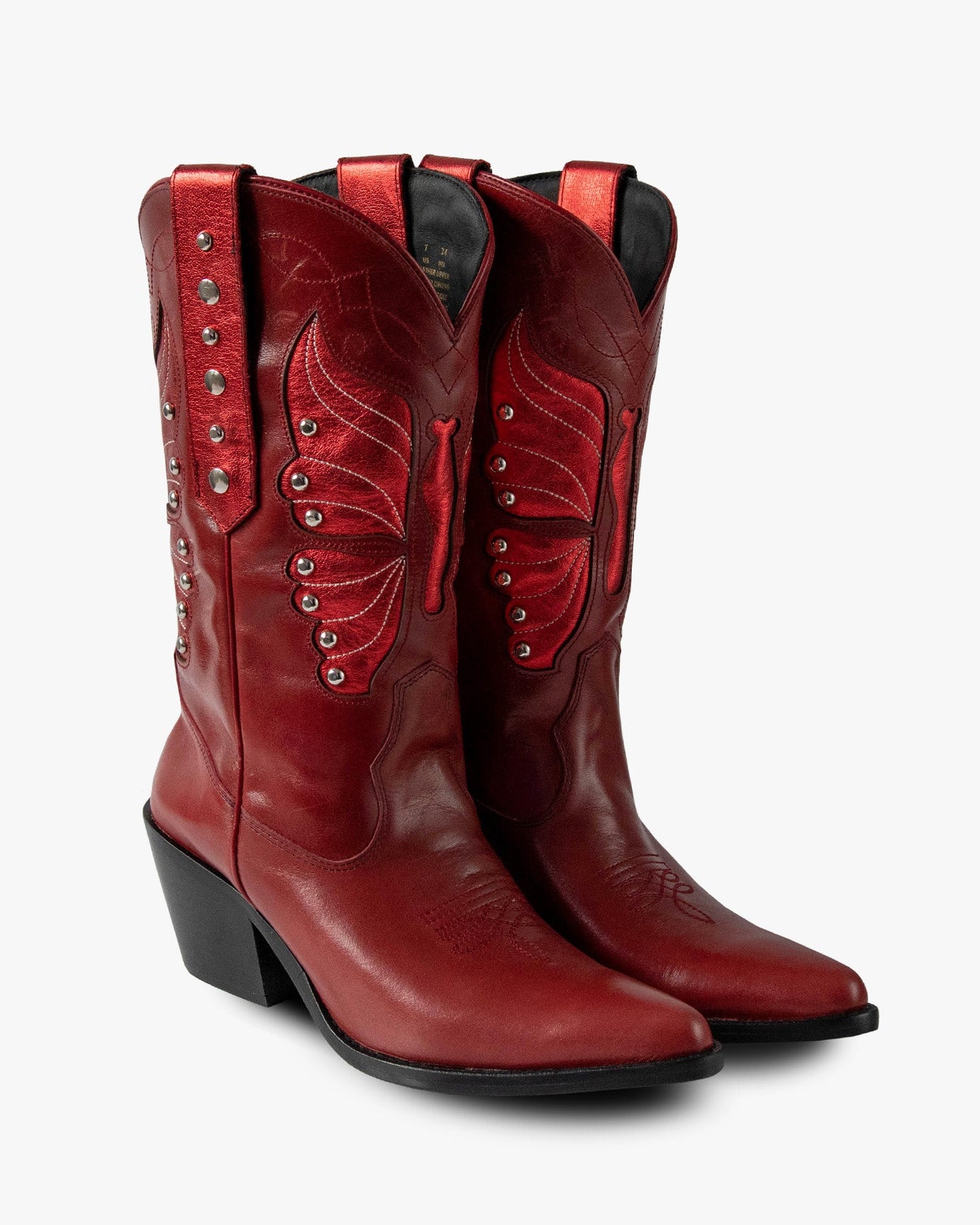 botas de cuero botas de cuero mujer botas de moda botas de piel para mujer de moda botas bala di gala botas en tendencia botas rojas metallic boots botas rojas en tendencia botas metalicas en color rojo botas con pop de color outfits con pop rojo