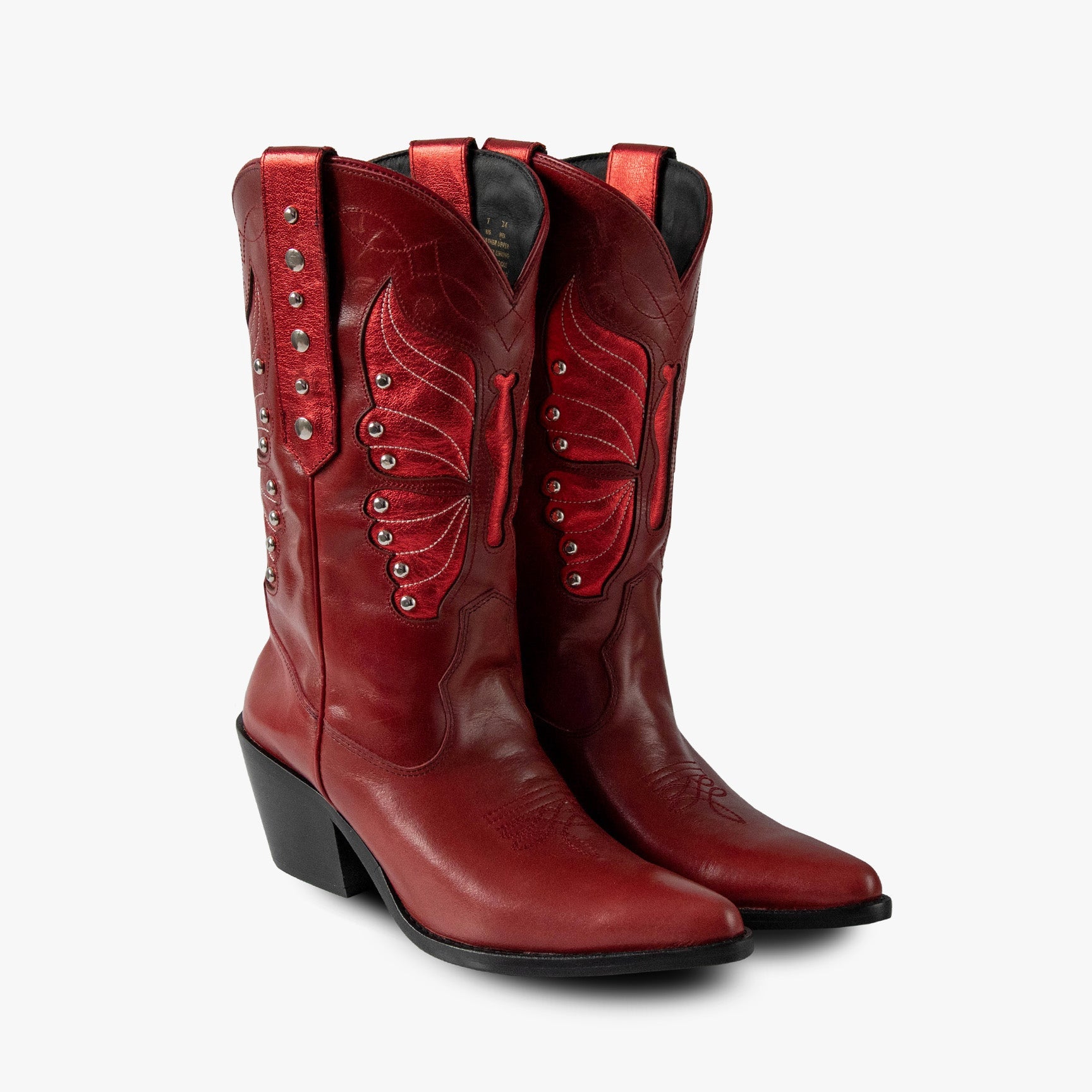 botas de cuero botas de cuero mujer botas de moda botas de piel para mujer de moda botas bala di gala botas en tendencia botas rojas metallic boots botas rojas en tendencia botas metalicas en color rojo botas con pop de color outfits con pop rojo
