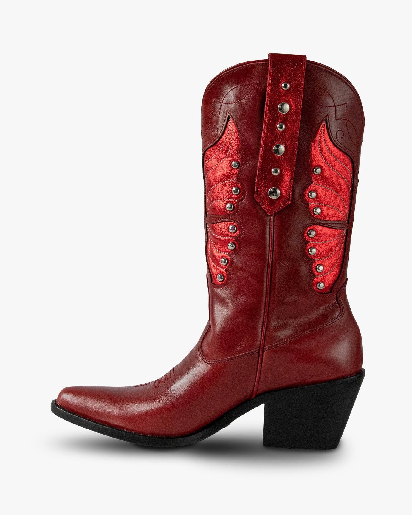 botas de cuero botas de cuero mujer botas de moda botas de piel para mujer de moda botas bala di gala botas en tendencia botas rojas metallic boots botas rojas en tendencia botas metalicas en color rojo botas con pop de color outfits con pop rojo